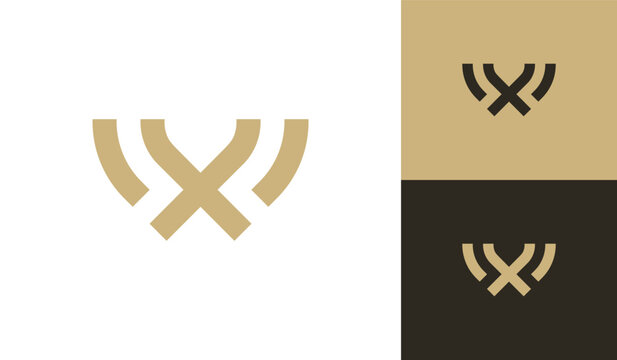 Letter WX initial monogram logo design