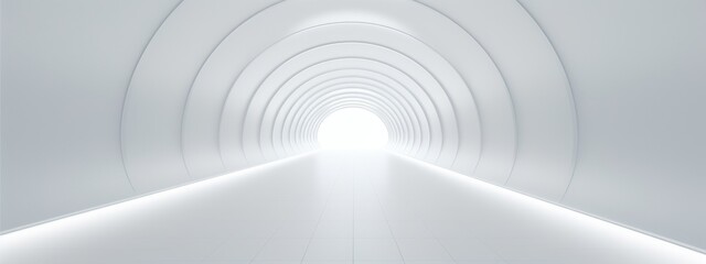 White background 3D room light abstract space technology tunnel stage floor. Empty white future 3D neon background  studio futuristic corridor render modern interior silver road black wall design gray - obrazy, fototapety, plakaty