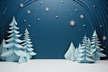 paper art christmas 3d background products minimal podium 