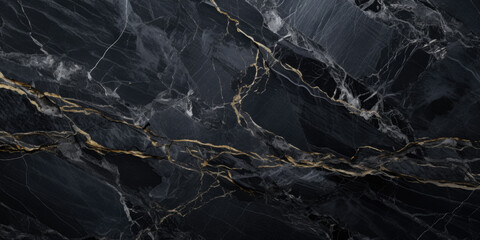 Texture Of Grotesque Black Marble With Veins Created Using Artificial Intelligence - obrazy, fototapety, plakaty