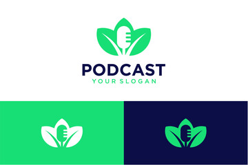 podcast logo design with leaf