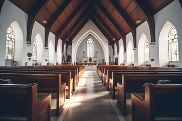 Fototapeta premium Empty or nobody in Christians church