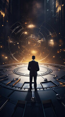 Obraz premium Ticking Tactics: The Clock’s Call in Corporate Choices