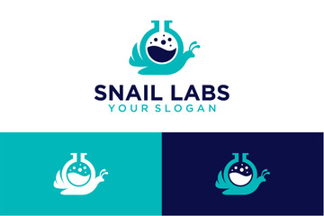 snail logo design with laboratory