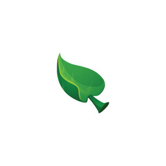 Green volumetric leaf flat style, vector illustration