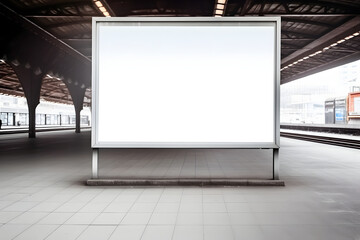 Empty blank mockup billboard or advertising street poster on city background - obrazy, fototapety, plakaty