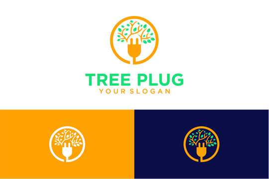 tree logo design with plug