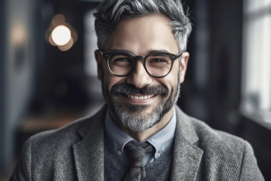 Smiling ethnic man in eyeglasses on street