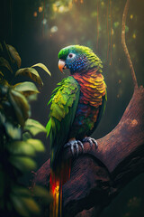 A Splendid Parrot Amidst a Rainforest’s Rich Tapestry