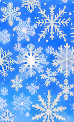 Fototapeta na wymiar Winter holiday background with snowflakes. AI-generated image, digital illustration