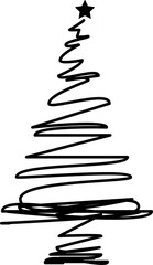 Hand drawn doodle christmas tree.