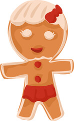 Christmas cookie illustration on transparent background.