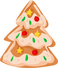 Christmas cookie illustration on transparent background.