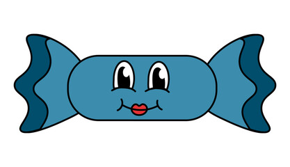 Retro set 70s 60s 80s Hippie Groovy Candy. Vector flat illustration.