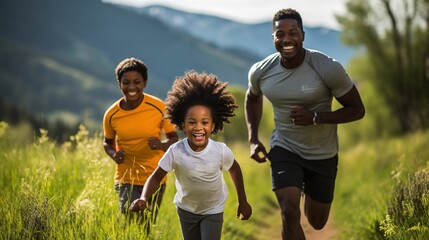 Naklejka premium Family Fun in the Sun - Outdoor Sports Activities for a Healthy Lifestyle