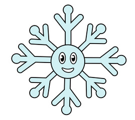 Retro 70s 60s 80s Hippie Groovy Christmas Winter Snowflake. Vector flat illustration.