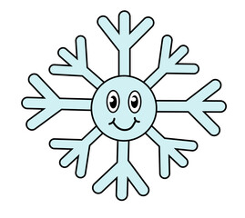 Obraz premium Retro 70s 60s 80s Hippie Groovy Christmas Winter Snowflake. Vector flat illustration.