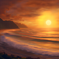 sunset over the sea