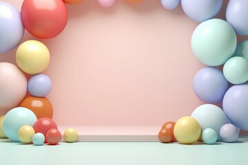 Fototapeta na wymiar birthday pastel 3d background products minimal podium
