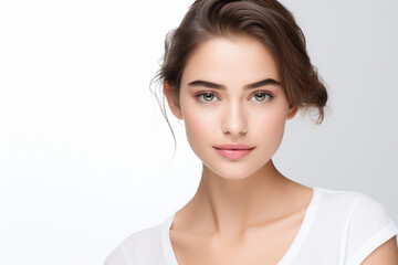Portrait of young beautiful woman with perfect smooth skin beauty spa salon concept, Close up,...