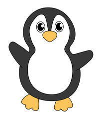 Cartoon Cute Penguin Character. Vector flat illustration on white background.