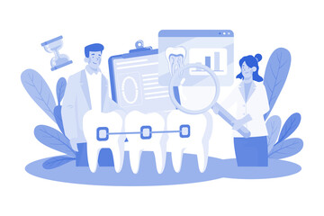 Dentists present procedure braces correction.