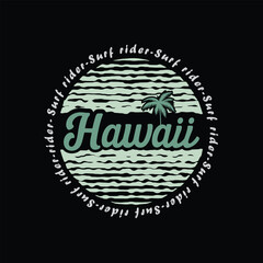 Fototapeta premium Vector illustration on the theme of Hawaii summer beach. t-shirt graphics, poster, banner, flyer, print and postcard