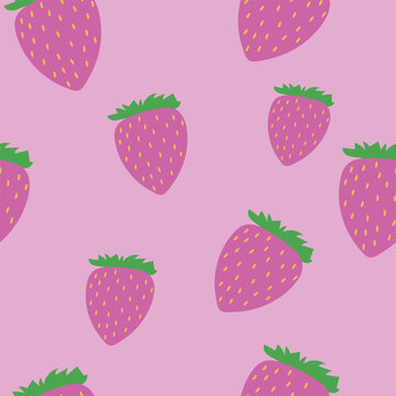 Vector hand drawn strawberry pattern background. seamless pattern of strawberry. © emofix