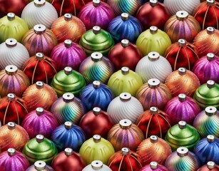 Christmas balls ornaments background pattern, New Year decoration, 3D render