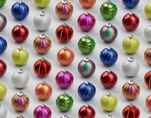 Christmas balls ornaments background pattern, New Year decoration, 3D render
