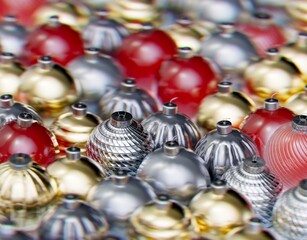 Christmas balls ornaments background pattern, New Year decoration, 3D render