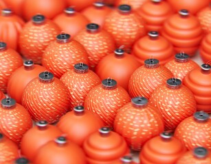 Christmas balls ornaments background pattern, New Year decoration, 3D render