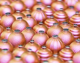 Christmas balls ornaments background pattern, New Year decoration, 3D render