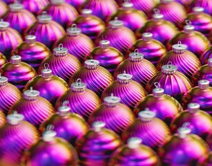 Christmas balls ornaments background pattern, New Year decoration, 3D render