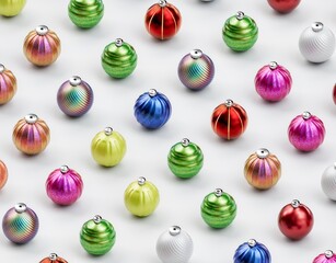 Christmas balls ornaments background pattern, New Year decoration, 3D render