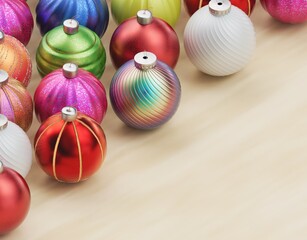 Christmas balls ornaments background pattern, New Year decoration, 3D render