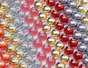 Christmas balls ornaments background pattern, New Year decoration, 3D render