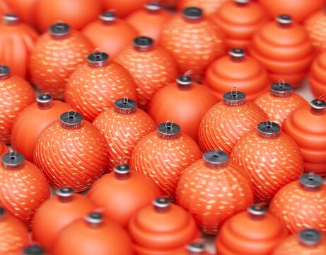 Christmas balls ornaments background pattern, New Year decoration, 3D render