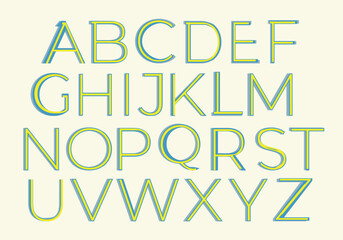 Colourful thin font, alphabet letters font
