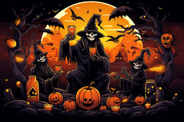 halloween background with pumpkins