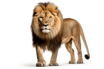 Wildlife and animal concept. Lion isolated on white background. Generative AI