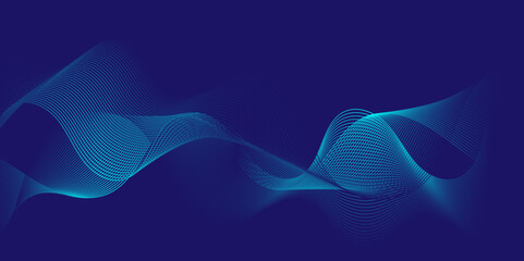 Naklejka premium Abstract blue blend waves lines futuristic technology background. Modern blue flowing wave lines and glowing moving lines. Futuristic technology and sound wave lines background.