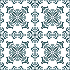 Vector illustration of a seamless pattern with abstract geometric flowers, suitable for use as wallpaper, home decor, or fabric design.