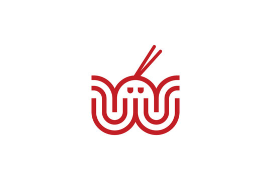 Octopus Noodle Modern Logo