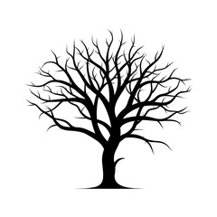 Dead Tree Vector Silhouette Clipart, Scary Tree Silhouette vector, Halloween Spooky Tree vector illustration