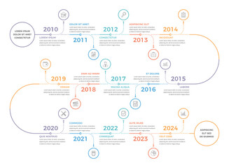 Timeline - infographic template with 15 elements with place for your icons and text, vector eps10 illustration