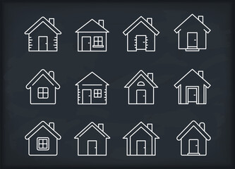 Set of house line icons background, vector eps10 illustration