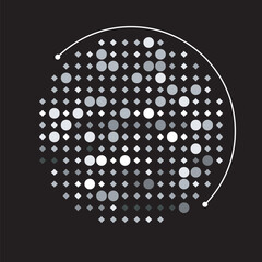 Circular logo design element. Dot circle pattern. Vector illustration.