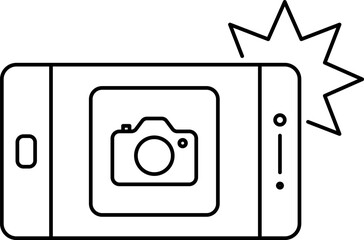 Photo on smartphone with flash vector. Smartphone, Selfie, Flash icon