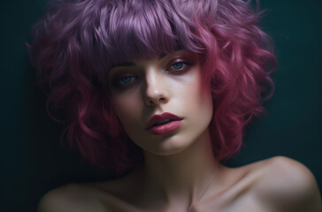 Obraz premium Portrait of an attractive young woman with a wig